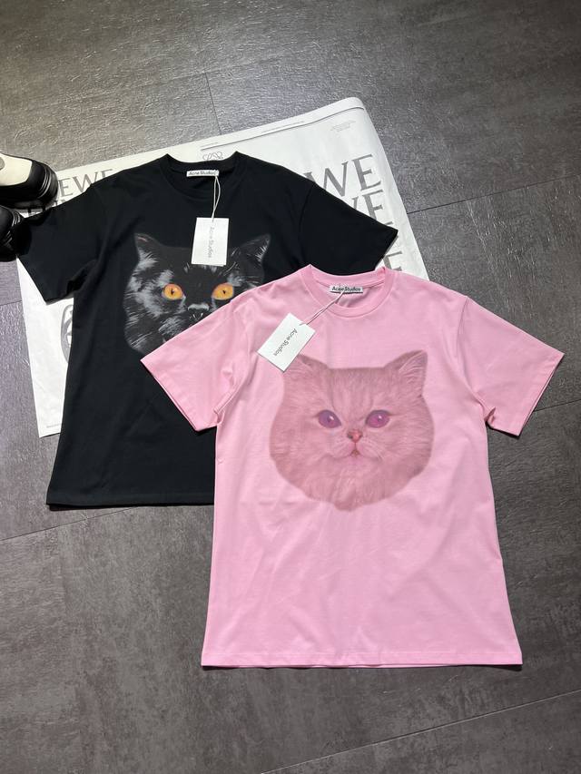 现货发售pp Acne Studios* 新款 Ai猫咪印花短袖t恤丨独家高版出品！七夕限定系列发售 男女同款宽松版型不挑人 明星时尚博主都在穿 大胆的印花图案