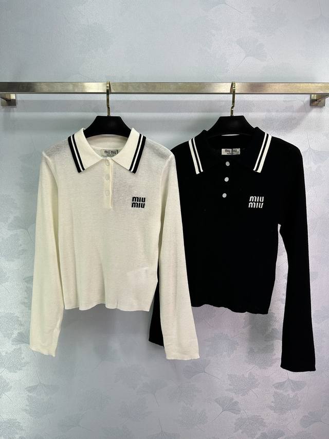 Mium*24早秋新品 Polo衫 甜妹减龄运动少女单品！立体刺绣字母logo低调奢华！原版定制进口纯棉面料质感超赞。可甜可盐气质减龄少女风百搭不挑人！ 2色3