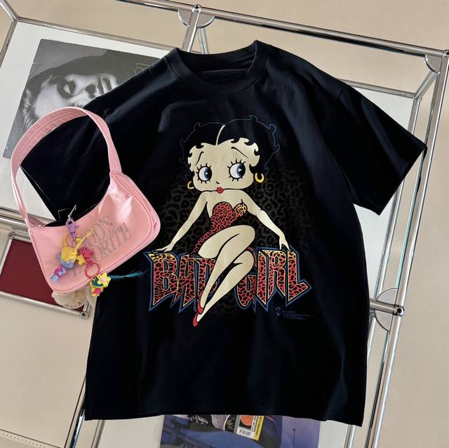 春夏新款 中古bettyboop 豹纹辣妹贝蒂印花T恤 明星博主都买不到的稀有水果标中古卡通betty底板 豹纹抹胸裙的Betty小姐不要太辣太性感了 整件微酸