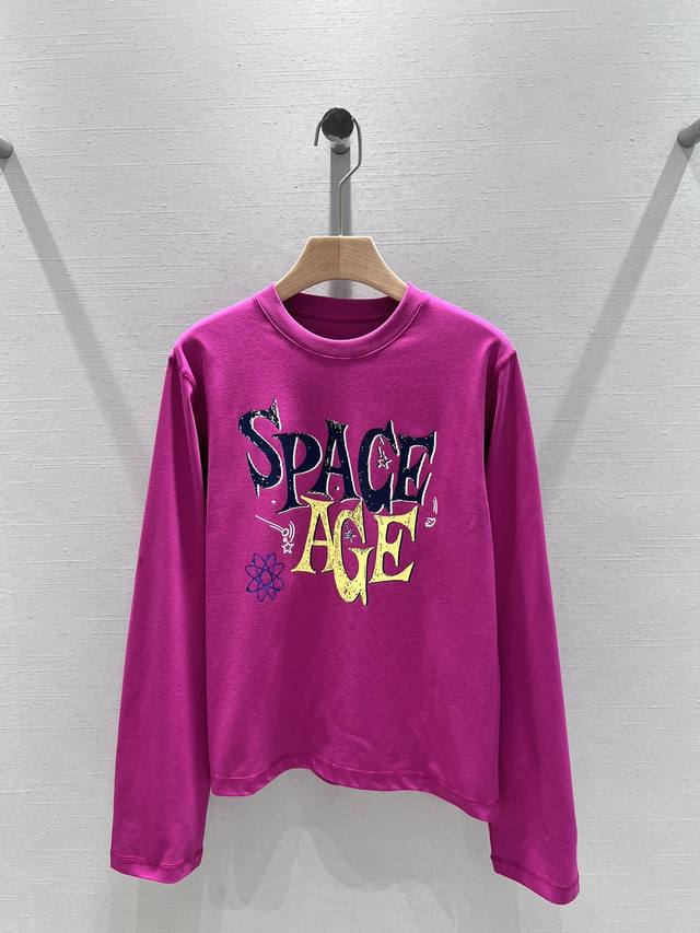 ShortSentence 24Fw早秋新款 “SPACE AGE”太空标语印花长袖T恤丨独家高版出品！面料采用进口100%棉经过强捻和烧毛双重工艺纺织而成。强