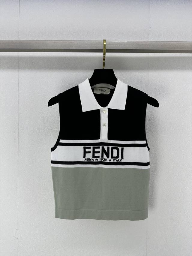 Fend*上新细节 24 夏季新款polo针织超薄背心上衣 拼色短款修身版型上身减龄俏皮 2色3码SML