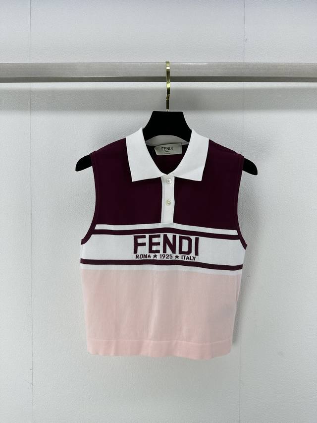 Fend*上新细节 24 夏季新款polo针织超薄背心上衣 拼色短款修身版型上身减龄俏皮 2色3码SML