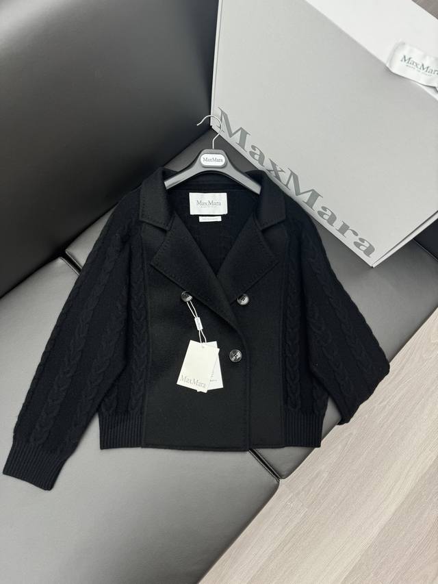 Max Mara 2024 秋冬新款 针织拼接羊绒外套 100%羊绒+100%羊毛纱线 34 36 38 40