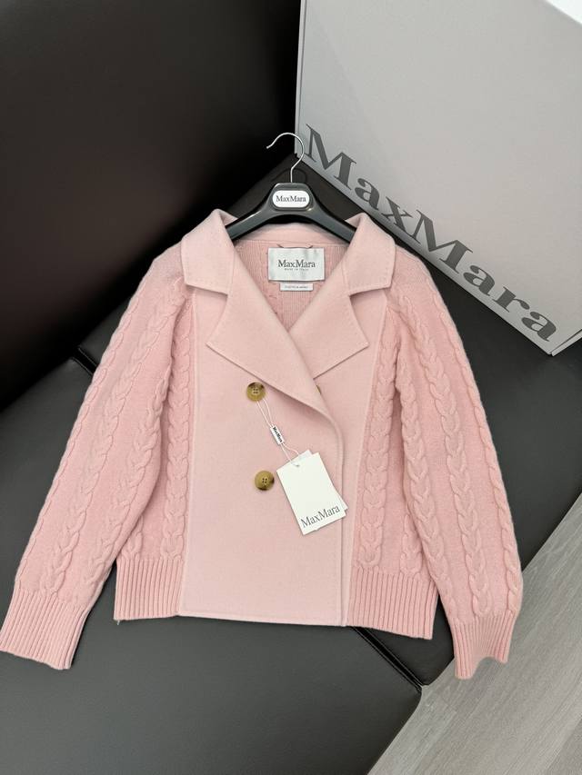 Max Mara 2024 秋冬新款 针织拼接羊绒外套 100%羊绒+100%羊毛纱线 34 36 38 40 - 点击图像关闭