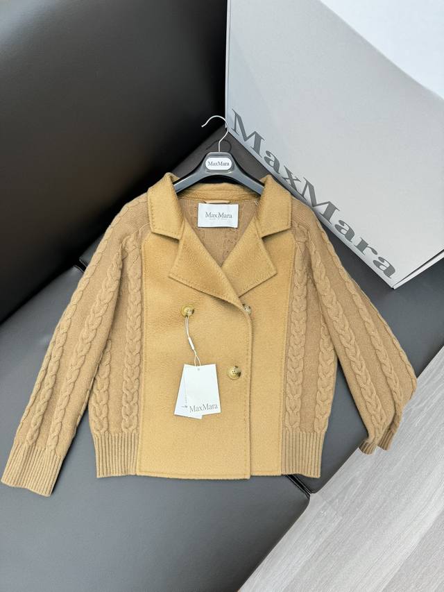 Max Mara 2024 秋冬新款 针织拼接羊绒外套 100%羊绒+100%羊毛纱线 34 36 38 40 - 点击图像关闭