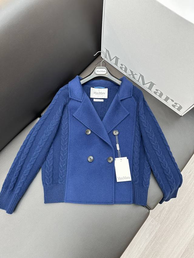 Max Mara 2024 秋冬新款 针织拼接羊绒外套 100%羊绒+100%羊毛纱线 34 36 38 40 - 点击图像关闭